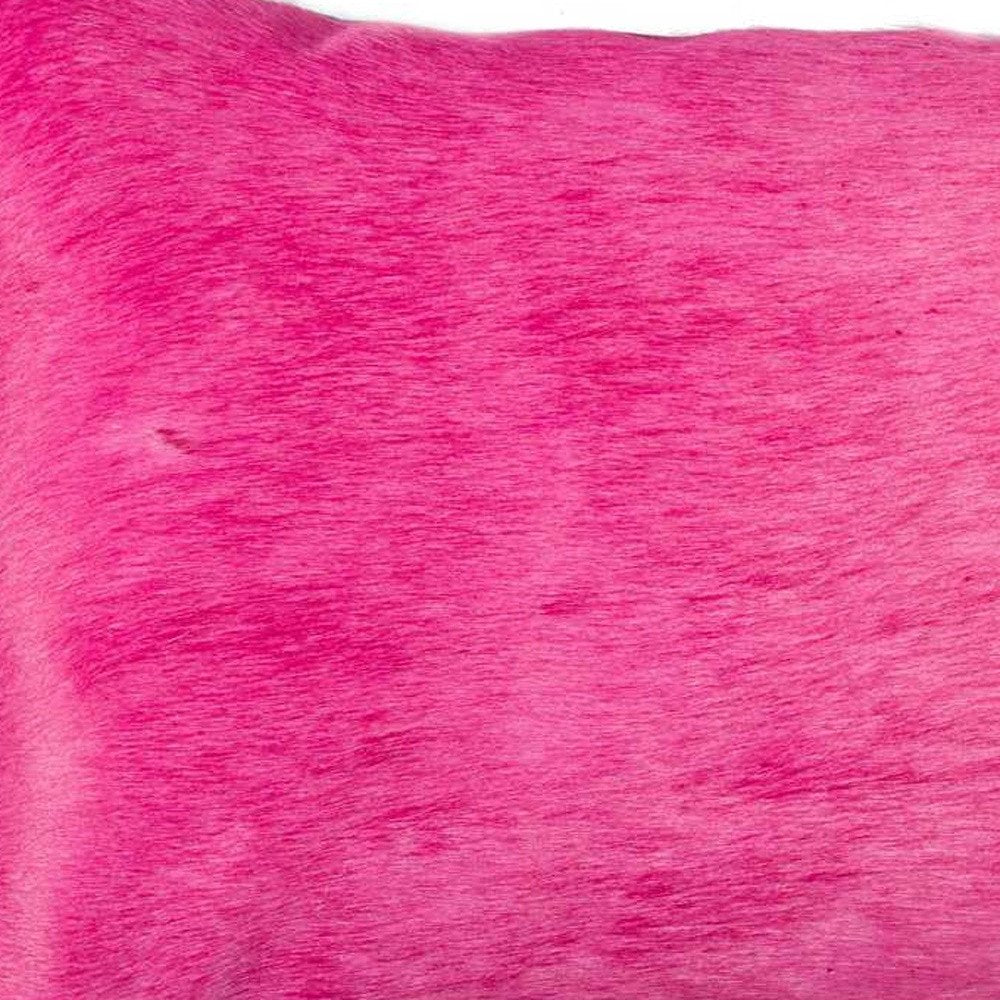 12" X 20" Fuschia Cowhide Throw Pillow