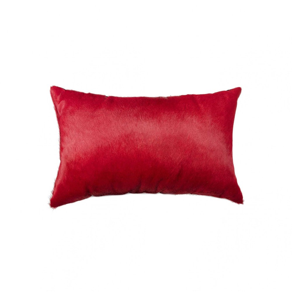 12" X 20" Fuschia Cowhide Throw Pillow