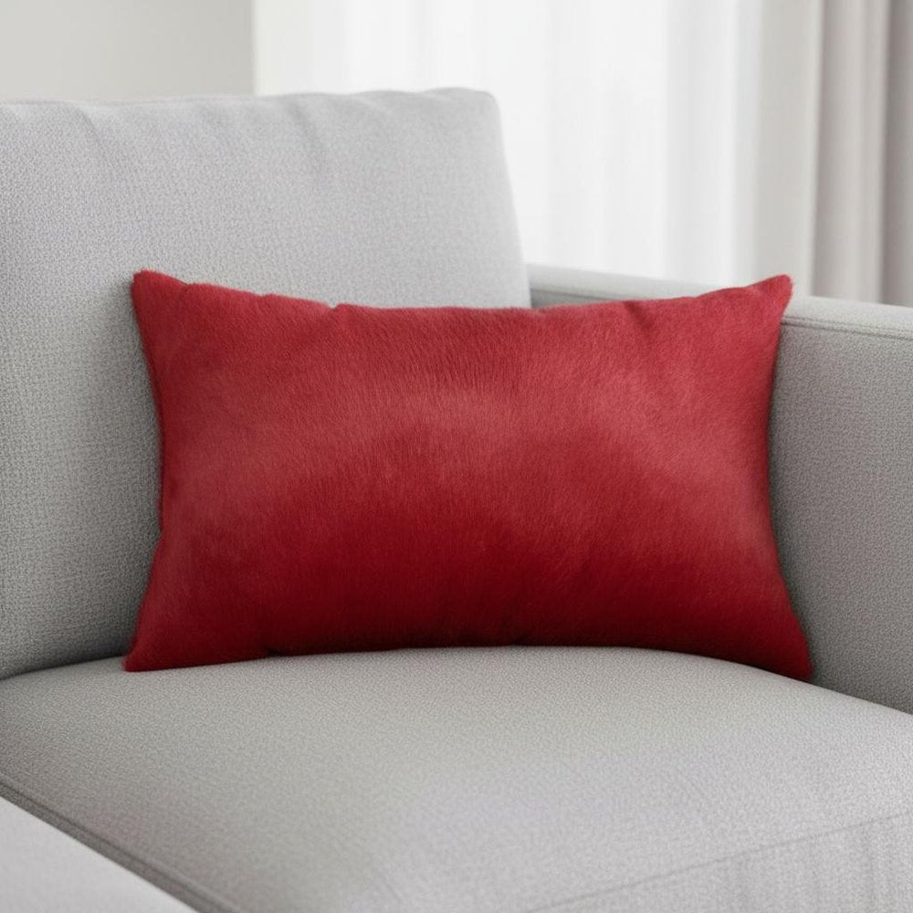 12" X 20" Fuschia Cowhide Throw Pillow