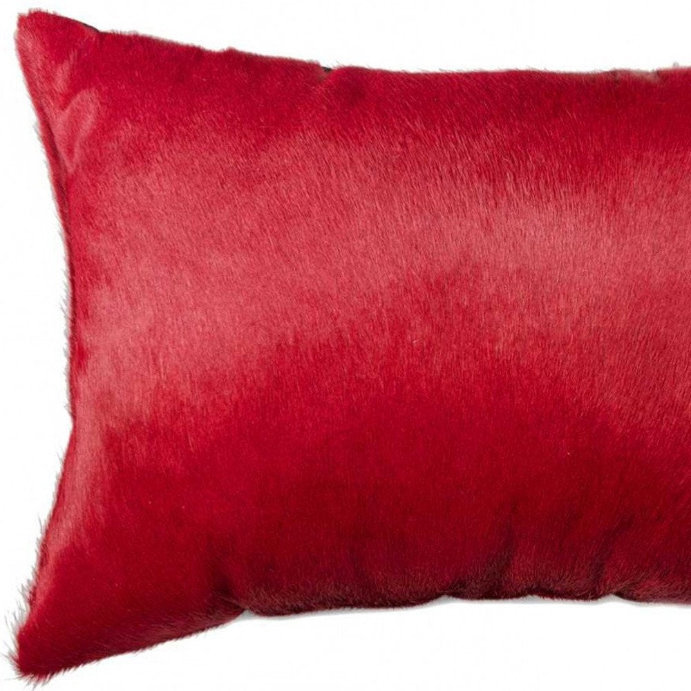 12" X 20" Fuschia Cowhide Throw Pillow