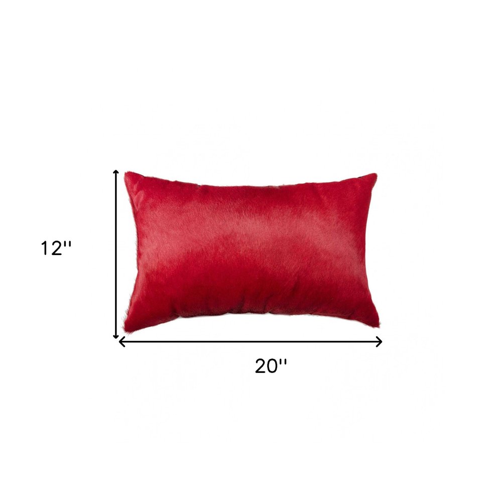 12" X 20" Fuschia Cowhide Throw Pillow