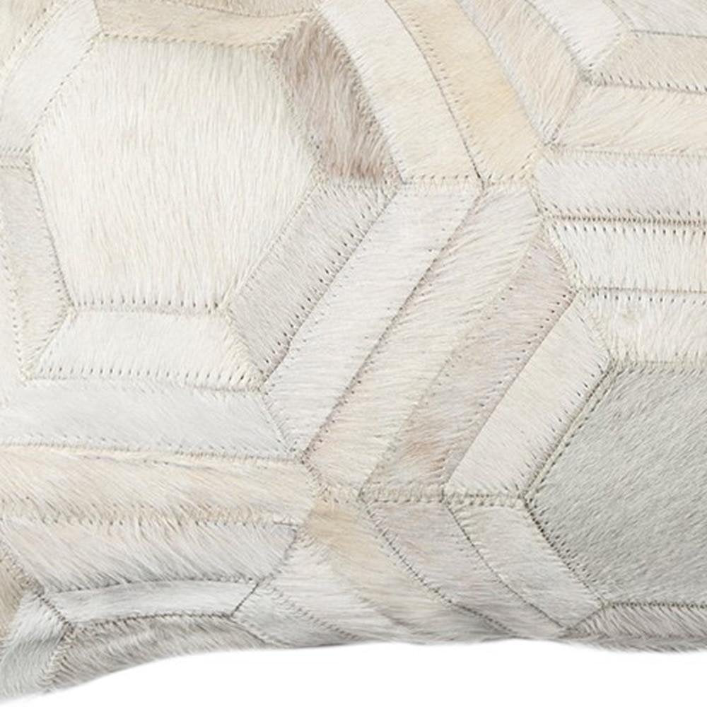 12 X 20 Gray And White Cowhide Throw Pillow