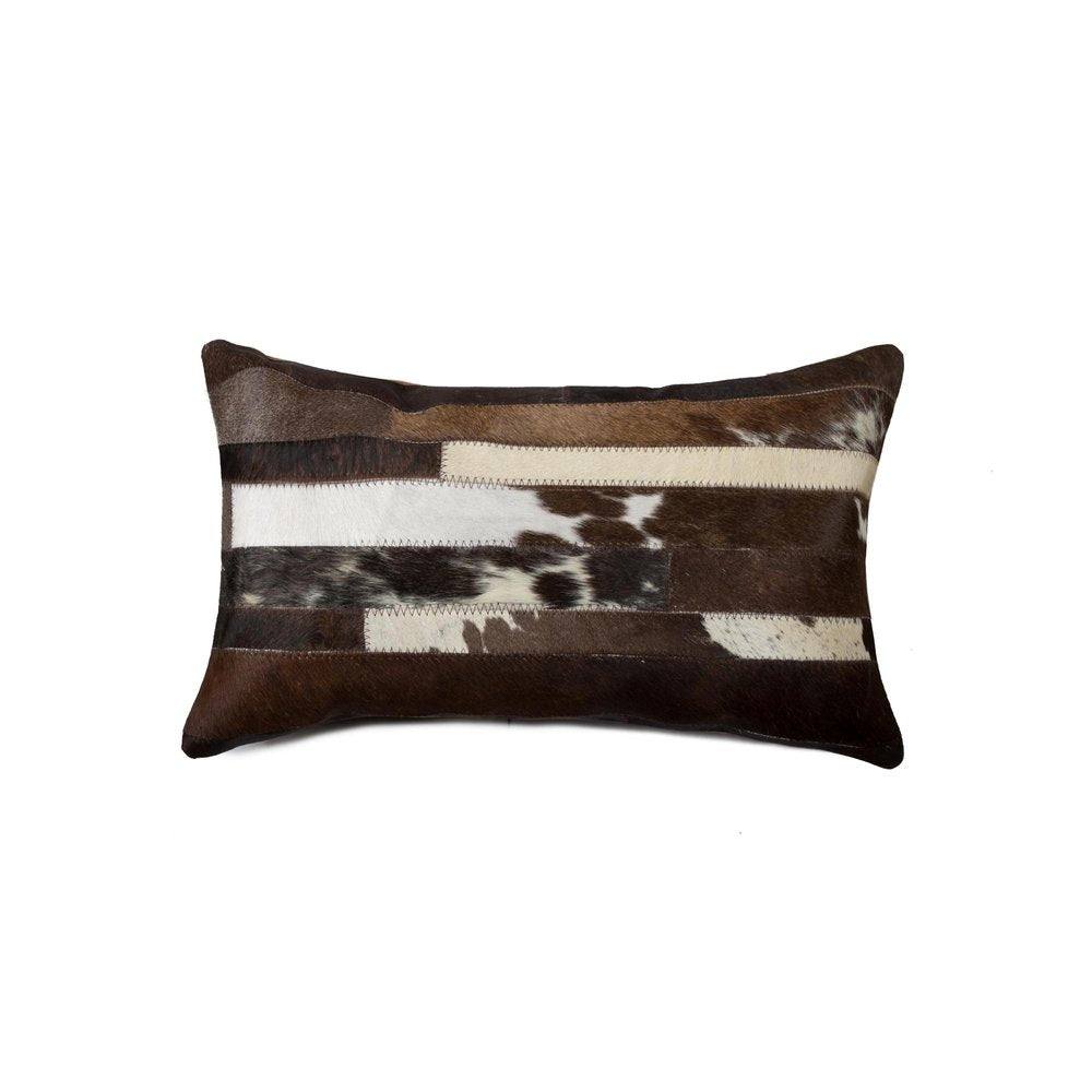 12 X 20 Gray And White Cowhide Throw Pillow