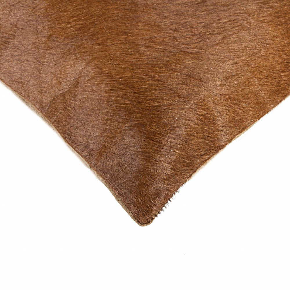 Set of Two 18" Chocolate And Gold Cowhide Throw Pillows