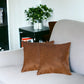 Set of Two 18" Chocolate And Gold Cowhide Throw Pillows