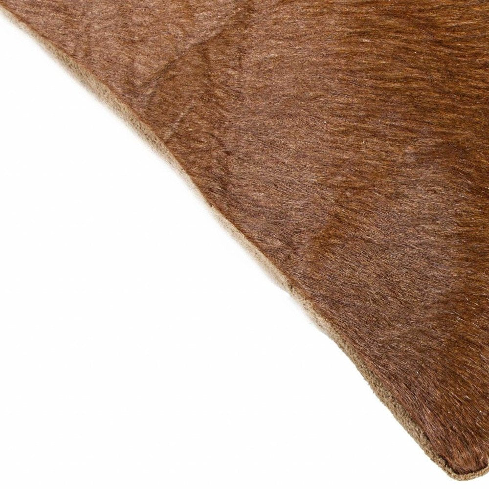 Set of Two 18" Chocolate And Gold Cowhide Throw Pillows