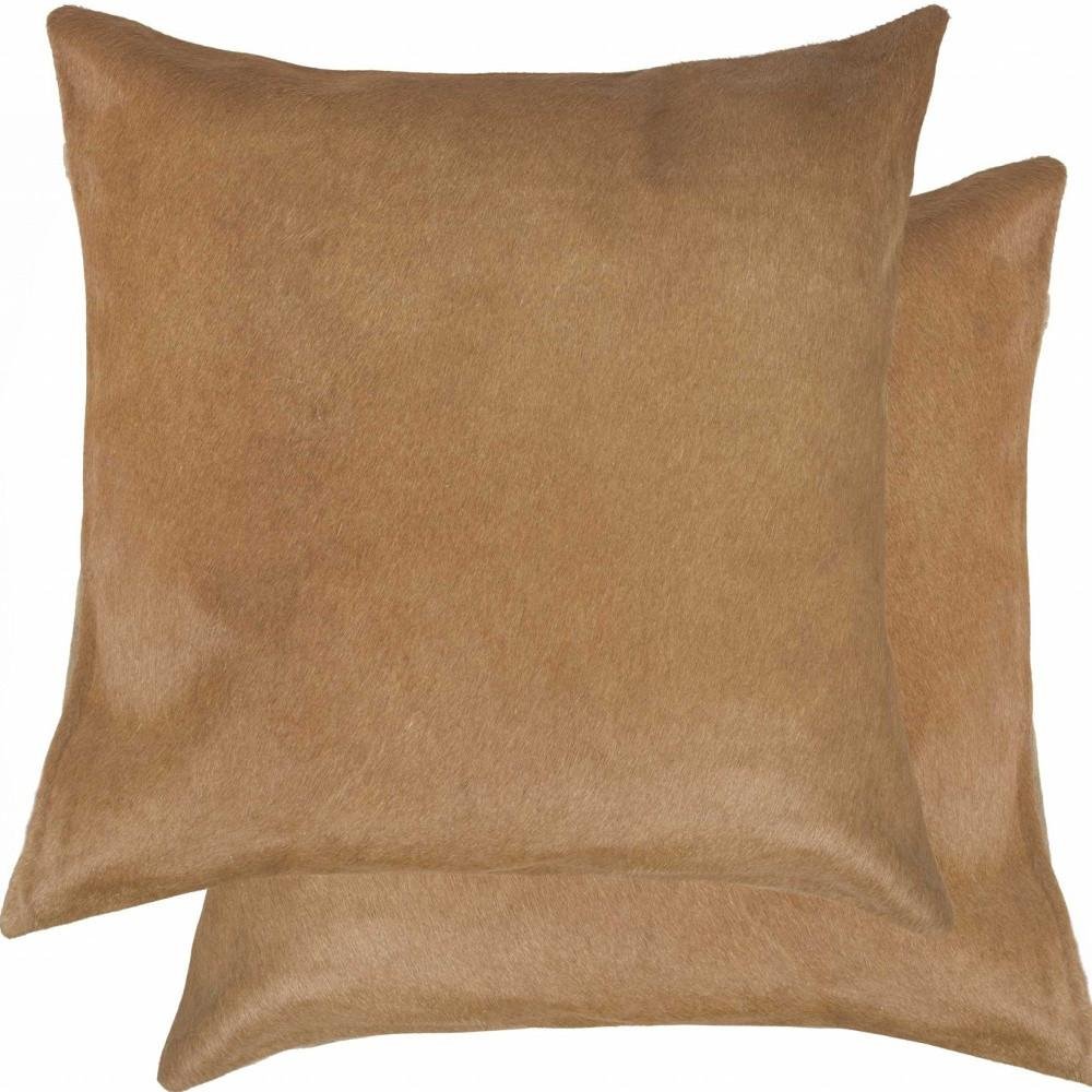 Set of Two 18" Gray Cowhide Throw Pillows