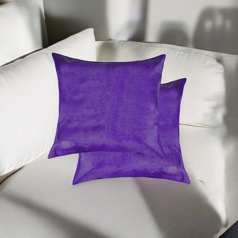 Set of Two 18" Chocolate And Gold Cowhide Throw Pillows