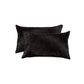 Set of Two 12" X 20" Black Cowhide Throw Pillows