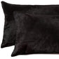 Set of Two 12" X 20" Black Cowhide Throw Pillows