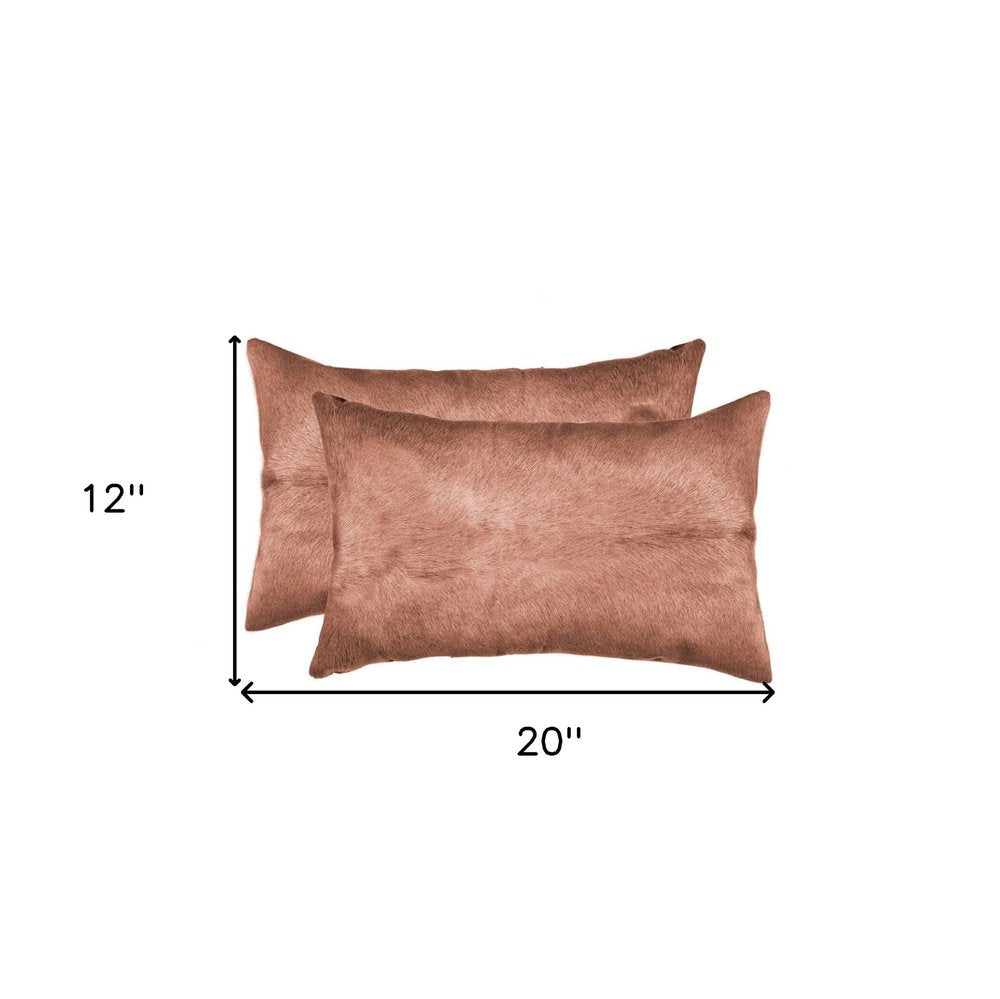 Set of Two 12" X 20" Black Cowhide Throw Pillows