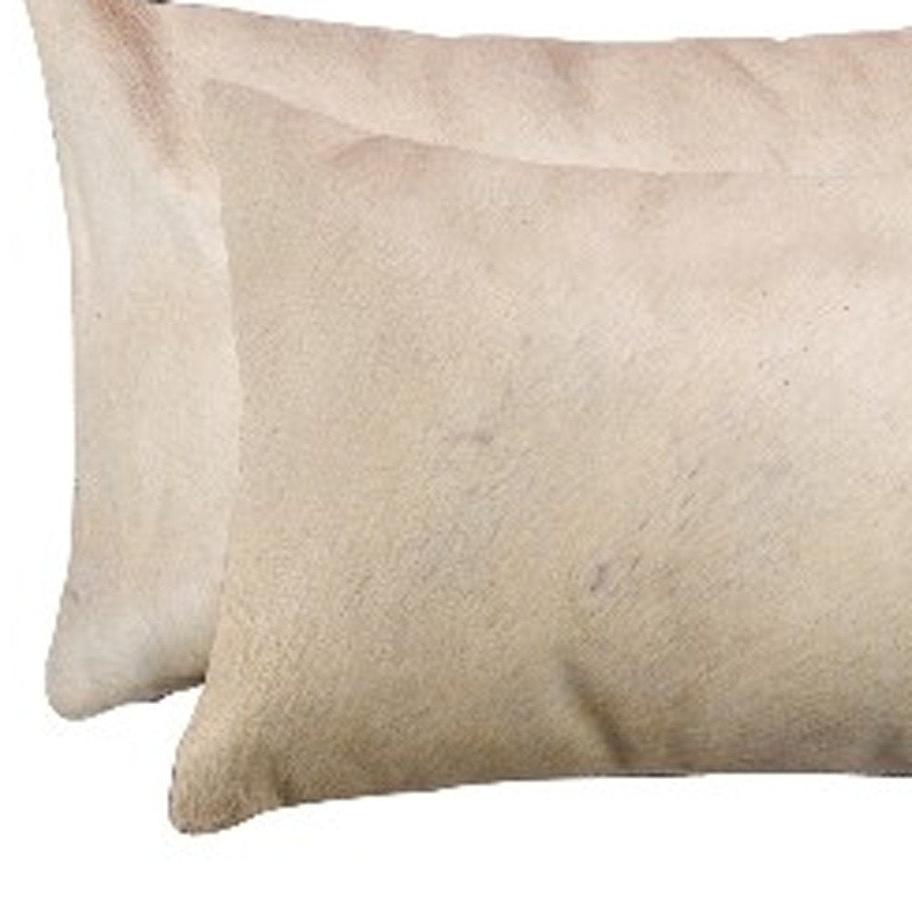 Set of Two 12" X 20" Black Cowhide Throw Pillows