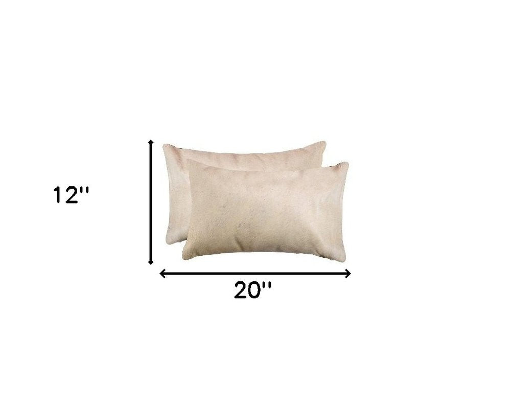 Set of Two 12" X 20" Black Cowhide Throw Pillows