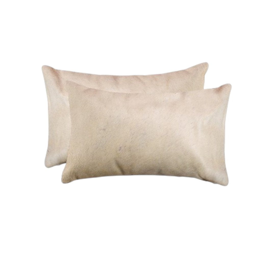 Set of Two 12" X 20" Black Cowhide Throw Pillows