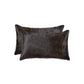 Set of Two 12" X 20" Black Cowhide Throw Pillows