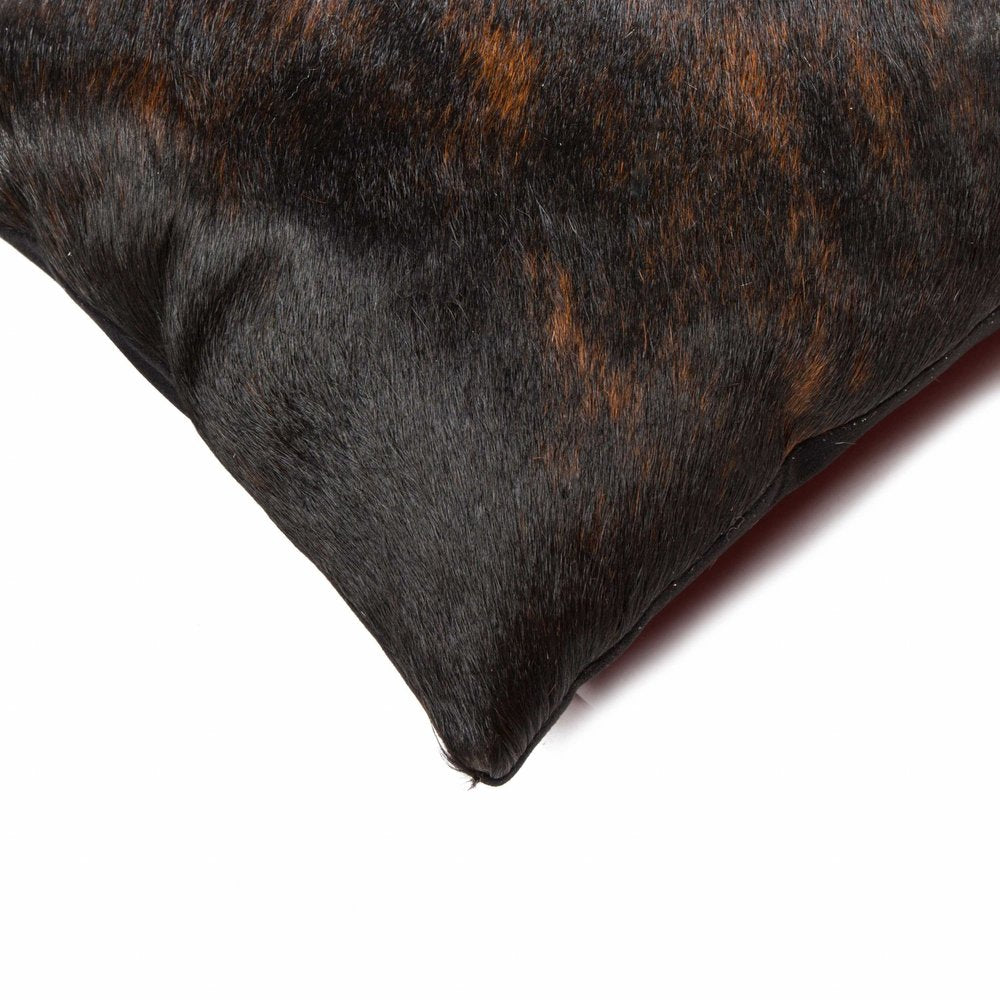 Set of Two 12" X 20" Black Cowhide Throw Pillows