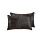 Set of Two 12" X 20" Black Cowhide Throw Pillows