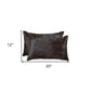 Set of Two 12" X 20" Black Cowhide Throw Pillows
