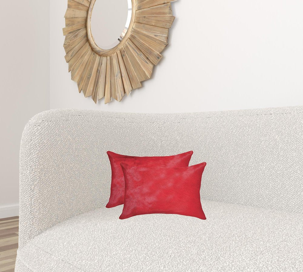 Set of Two 12" X 20" Black Cowhide Throw Pillows