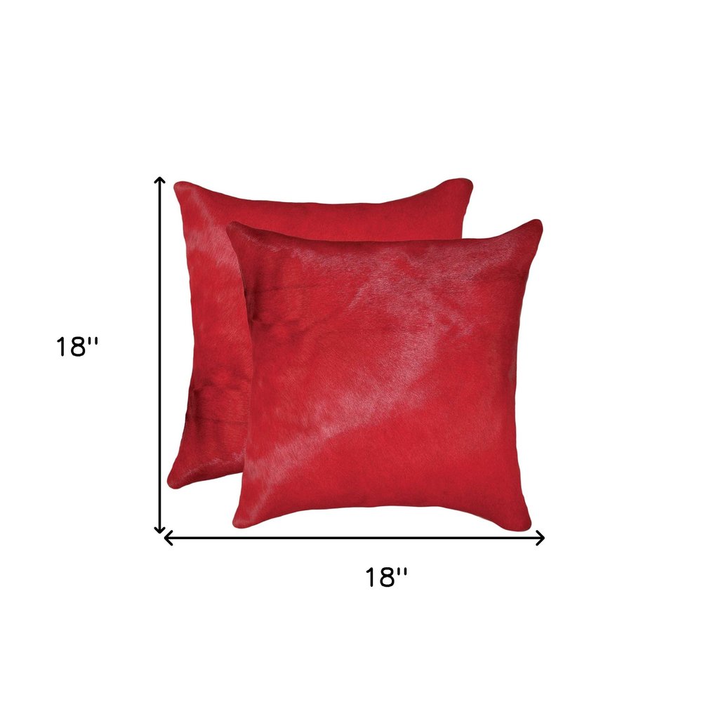 Set of Two 18" Chocolate And Gold Cowhide Throw Pillows