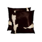 Set of Two 18" Chocolate And Gold Cowhide Throw Pillows