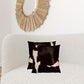Set of Two 18" Chocolate And Gold Cowhide Throw Pillows