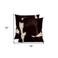 Set of Two 18" Chocolate And Gold Cowhide Throw Pillows