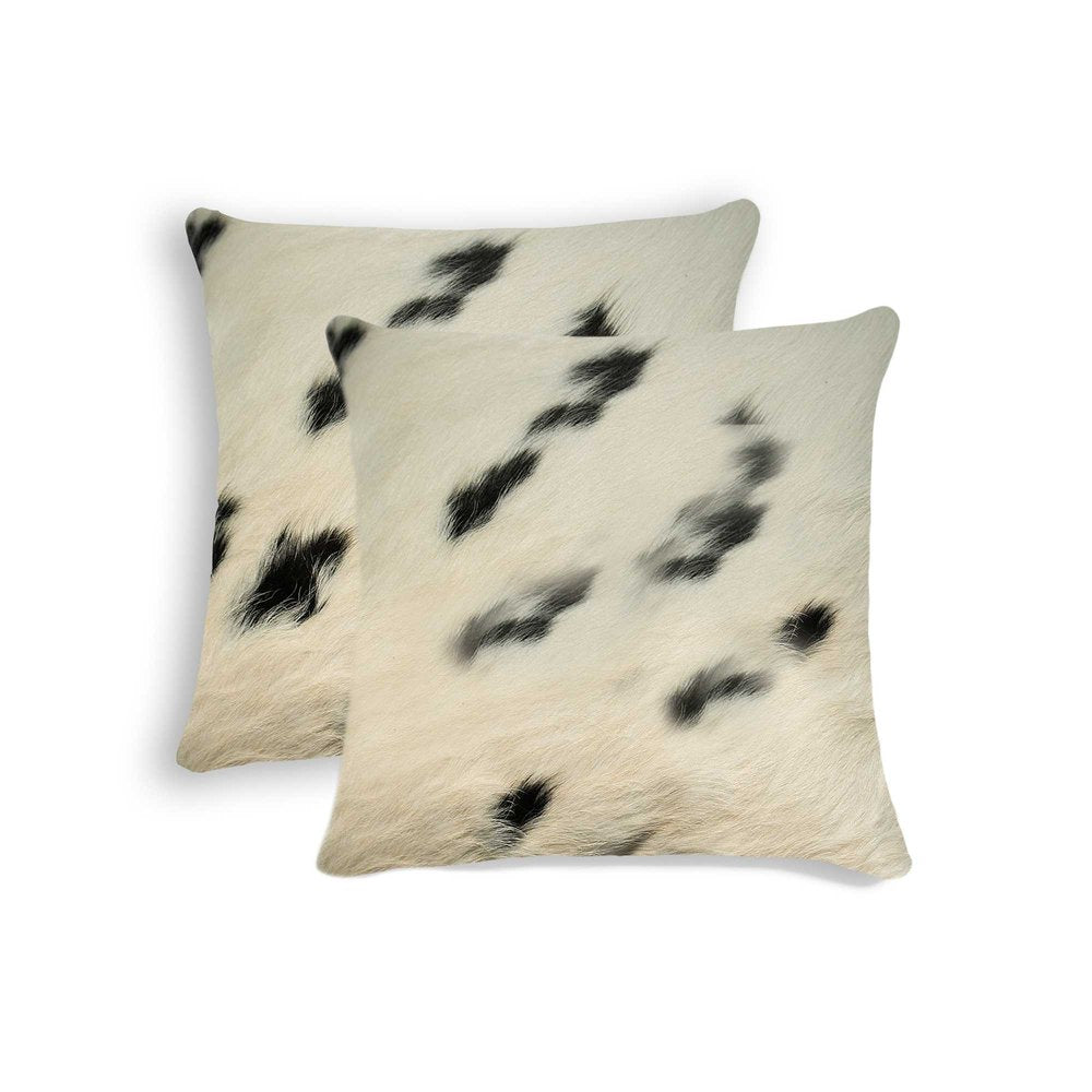 Set of Two 18" Chocolate And Gold Cowhide Throw Pillows