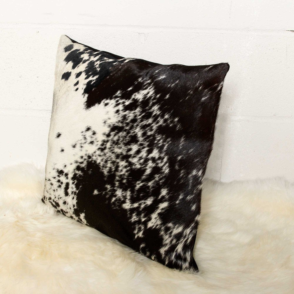 Set of Two 18" Chocolate And Gold Cowhide Throw Pillows