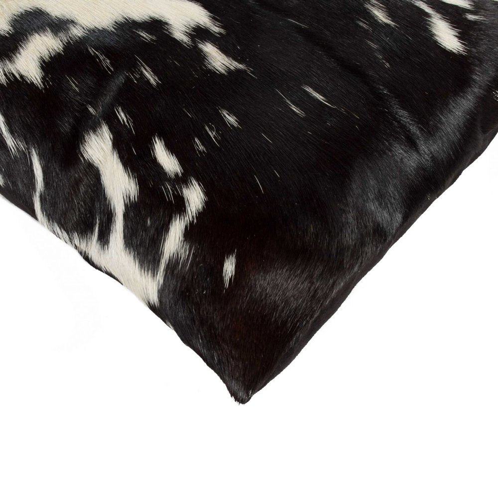 Set of Two 12" X 20" Black Cowhide Throw Pillows