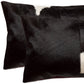 Set of Two 12" X 20" Black Cowhide Throw Pillows