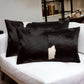 Set of Two 12" X 20" Black Cowhide Throw Pillows