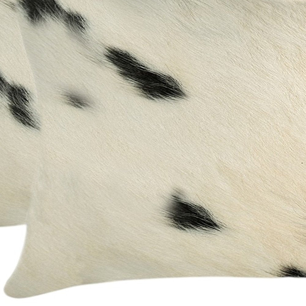 Set of Two 12" X 20" Black Cowhide Throw Pillows