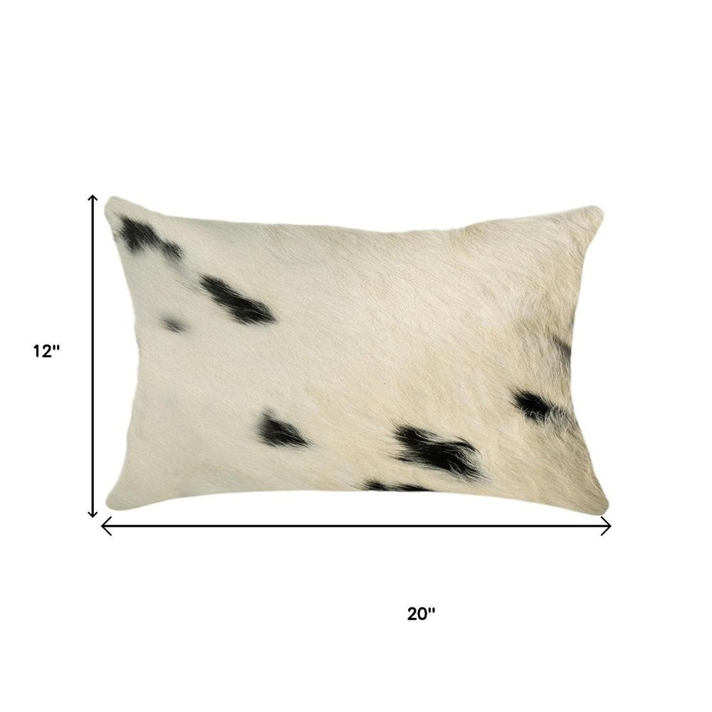 Set of Two 12" X 20" Black Cowhide Throw Pillows