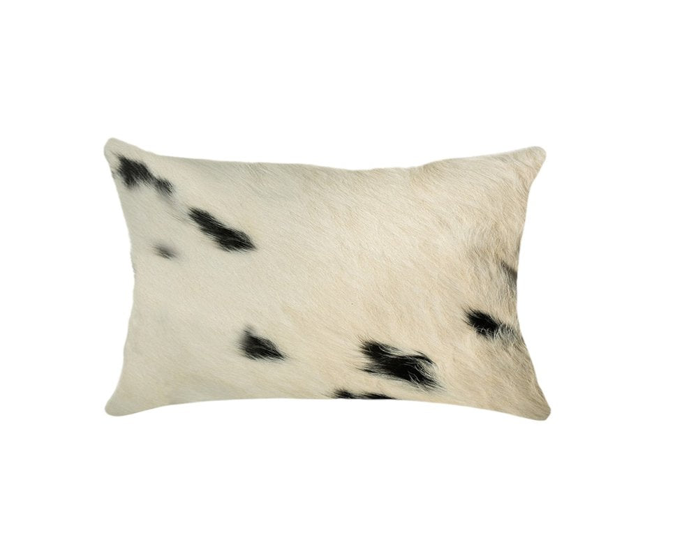 Set of Two 12" X 20" Black Cowhide Throw Pillows