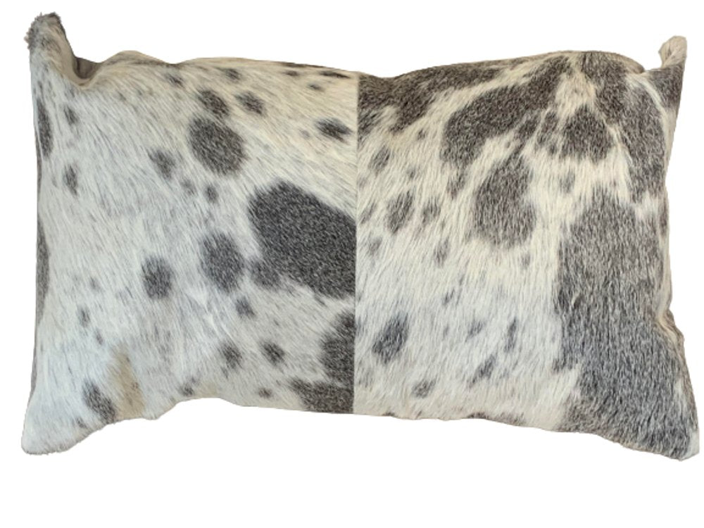 Set of Two 12" X 20" Black Cowhide Throw Pillows