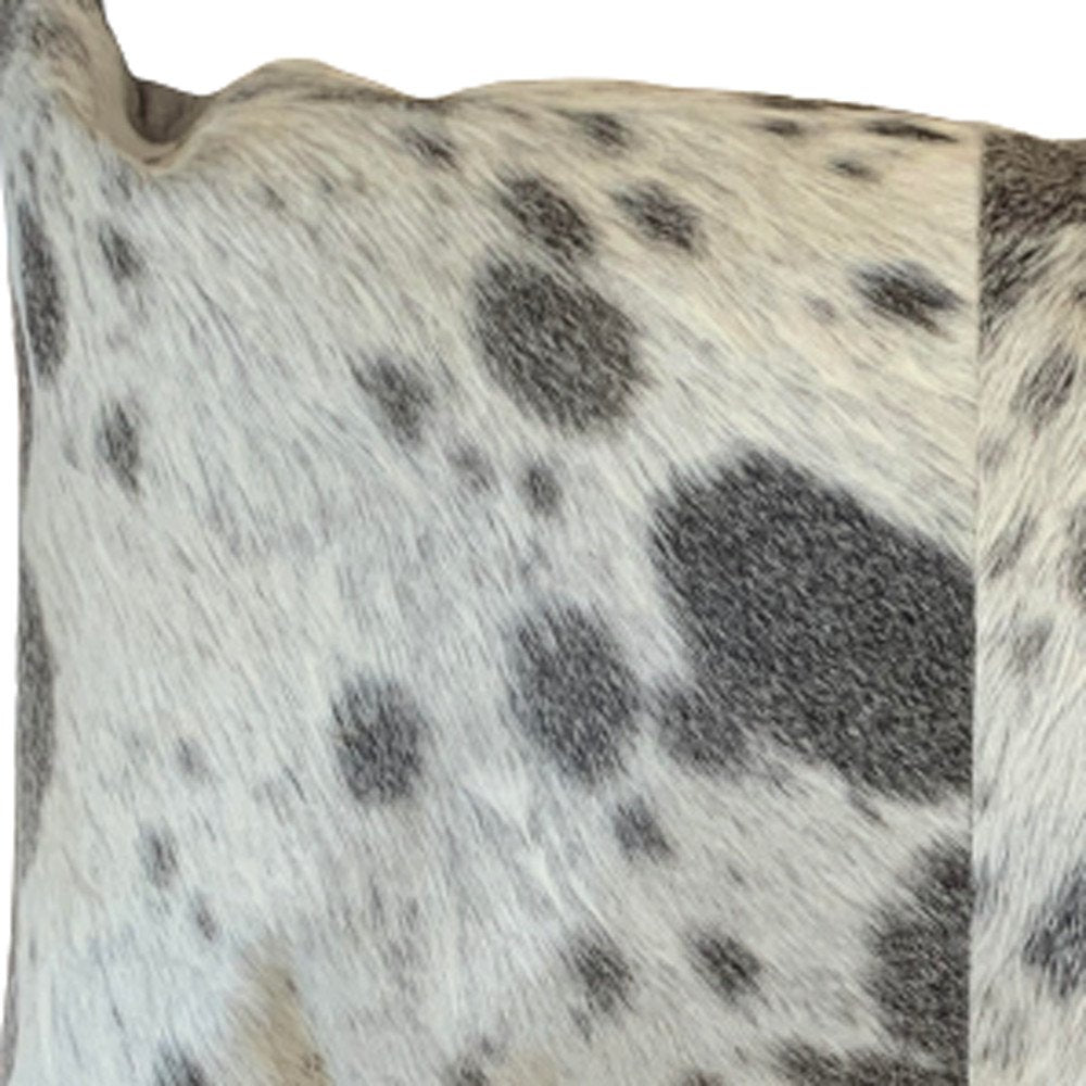 Set of Two 12" X 20" Black Cowhide Throw Pillows