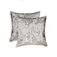 Set of Two 18" Brown and White Cowhide Throw Pillows