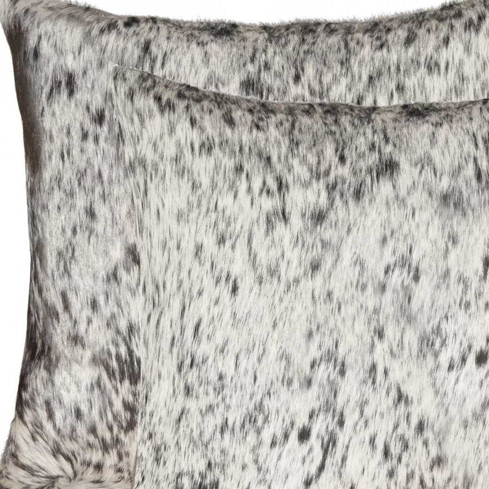 Set of Two 18" Gray and White Cowhide Throw Pillow