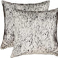 Set of Two 18" Brown and White Cowhide Throw Pillows