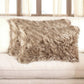 Set of Two 12" X 20" Tan Faux Fur Throw Pillows