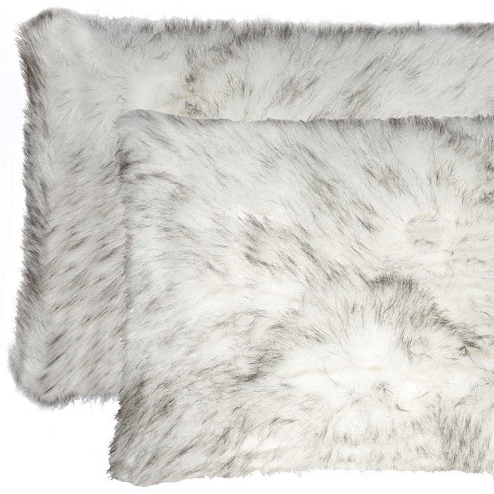 12" X 20" X 5" Gradient Gray Faux  Pillow 2 Pack