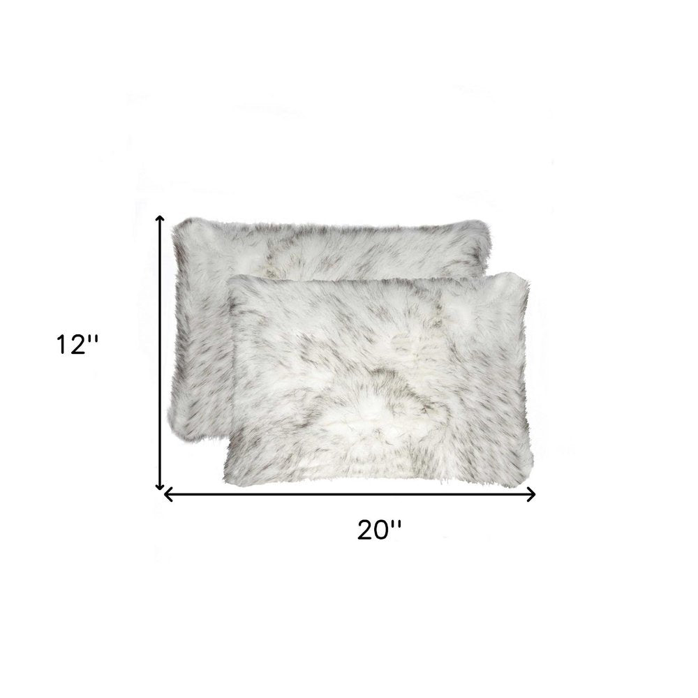 12" X 20" X 5" Gradient Gray Faux  Pillow 2 Pack