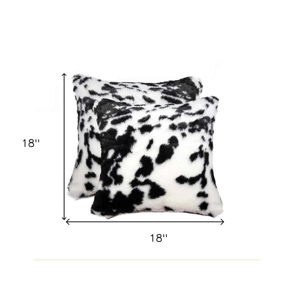 18" X 18" X 5" Sugarland Black And White Faux  Pillow 2 Pack