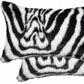 Set of Two 12" X 20" Black and White Faux Fur Throw Pillow