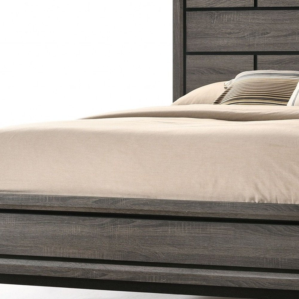 Gray Solid Wood Bed Frame