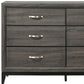 58" Gray Wood Six Drawer Double Dresser