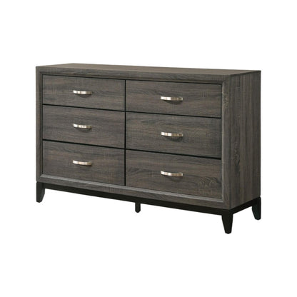 58" Gray Wood Six Drawer Double Dresser