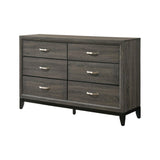 58" Gray Wood Six Drawer Double Dresser
