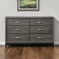 58" Gray Six Drawer Double Dresser